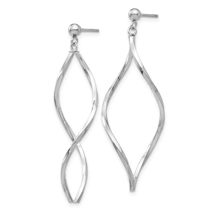 14k White Gold Twisted Post Dangle Earrings Jewelry Earrings 14k White Gold Twisted Post Dangle Earrings Jewelry Earrings