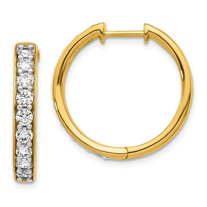 14k Yellow Gold Diamond Hoop Earrings Jewelry Earrings