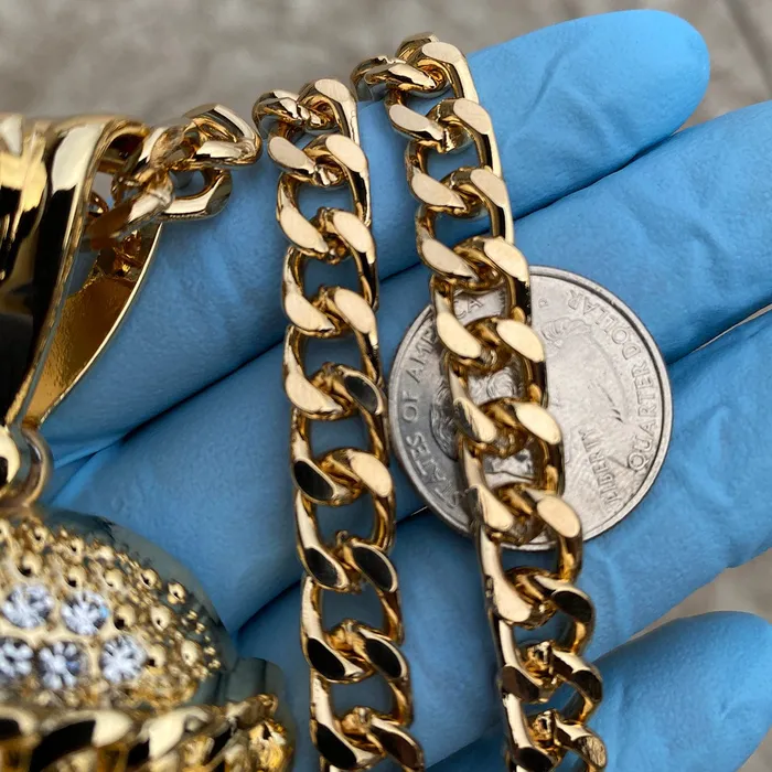 18k Gold Plated Huge Jesus Head Crown Necklace 30 Cuban Chain Bling Cartel Admin Necklaces