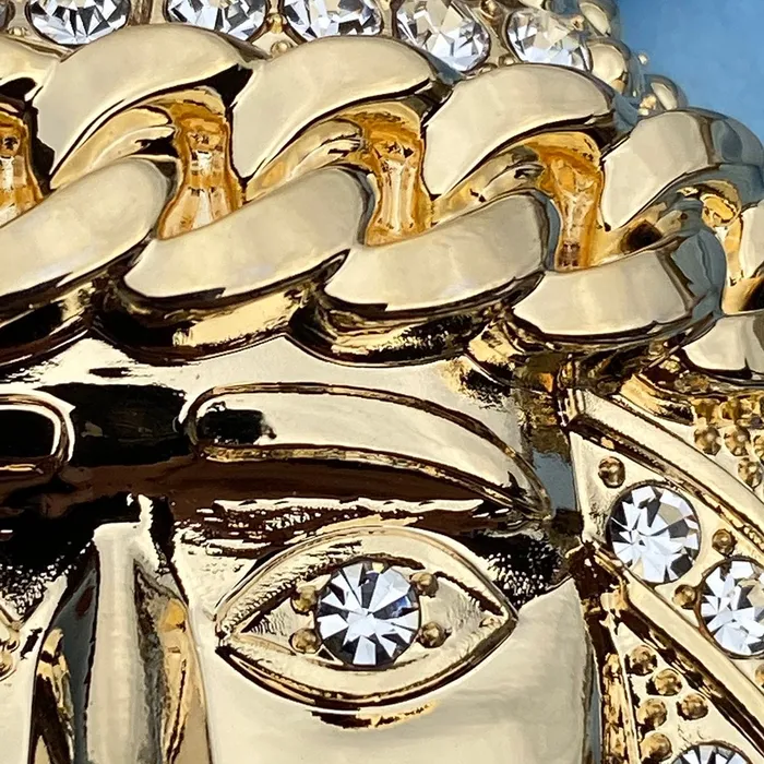 18k Gold Plated Huge Jesus Head Crown Necklace 30 Cuban Chain Bling Cartel Admin Necklaces