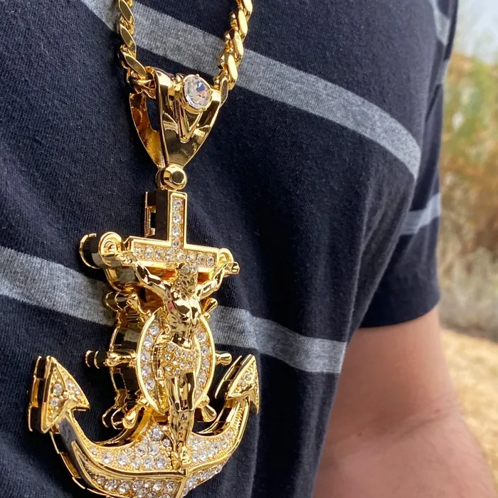 18K Gold Plated Iced Mariners Cross Jesus Anchor Chain Necklace 30 Bling Cartel Admin Necklaces 18K Gold Plated Iced Mariners Cross Jesus Anchor Chain Necklace 30 Bling Cartel Admin Necklaces