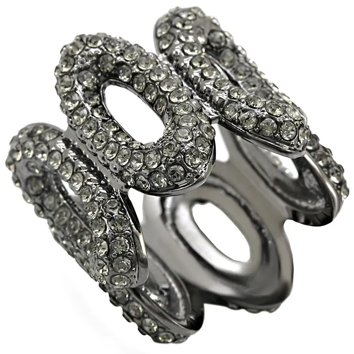 1W033 Ruthenium Brass Ring with Top Grade Crystal in Black Diamond Alamode Rings 1W033 Ruthenium Brass Ring with Top Grade Crystal in Black Diamond Alamode Rings