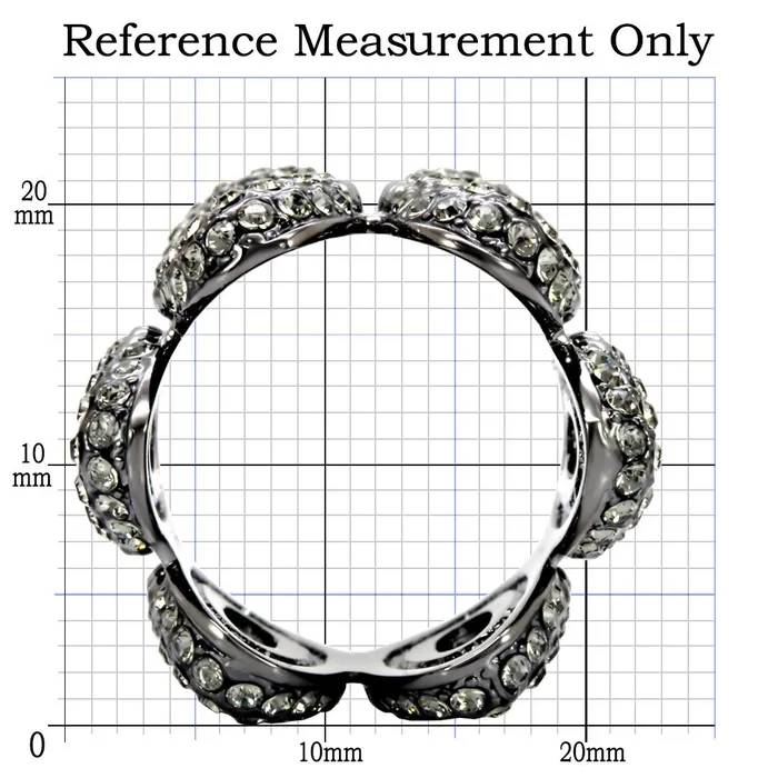 1W033 Ruthenium Brass Ring with Top Grade Crystal in Black Diamond Alamode Rings