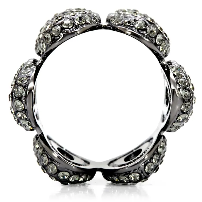 1W033 Ruthenium Brass Ring with Top Grade Crystal in Black Diamond Alamode Rings