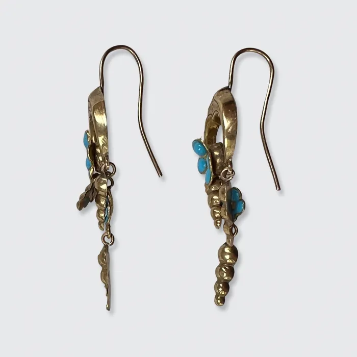 21stfinds Earrings Victorian Blue Enamel Pansy Earrings 21stfinds Earrings Victorian Blue Enamel Pansy Earrings