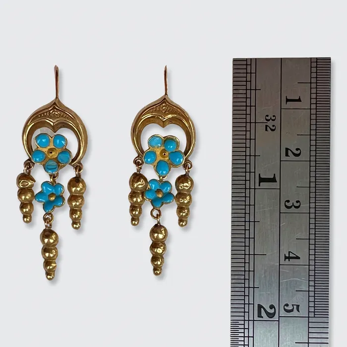 21stfinds Earrings Victorian Blue Enamel Pansy Earrings 21stfinds Earrings Victorian Blue Enamel Pansy Earrings