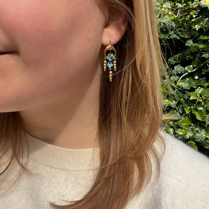 21stfinds Earrings Victorian Blue Enamel Pansy Earrings 21stfinds Earrings Victorian Blue Enamel Pansy Earrings
