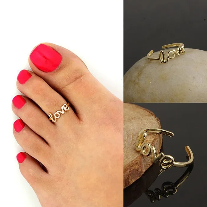 2pcs LOVE Adjustable Toe Ring VVS Jewelry Rings