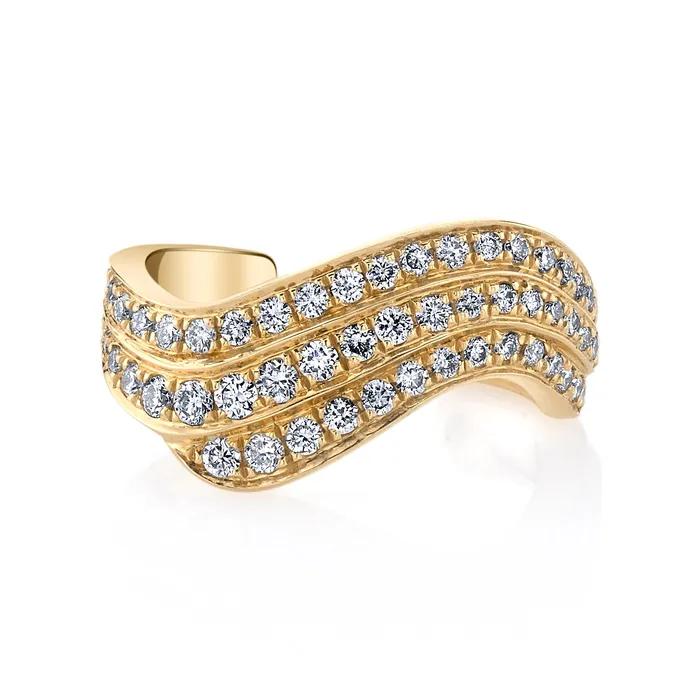 3 ROW DIAMOND WAVE EAR CUFF anitako Earrings
