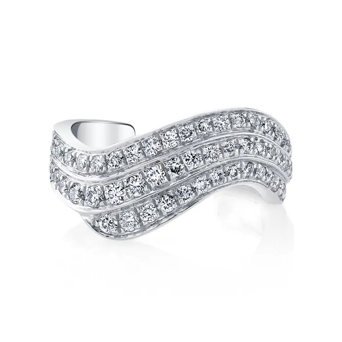 3 ROW DIAMOND WAVE EAR CUFF anitako Earrings