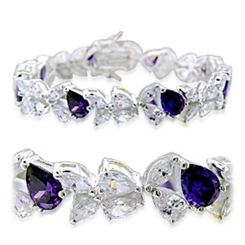 31924 HighPolished 925 Sterling Silver Bracelet with AAA Grade CZ in Amethyst Alamode Bracelets 31924 HighPolished 925 Sterling Silver Bracelet with AAA Grade CZ in Amethyst Alamode Bracelets