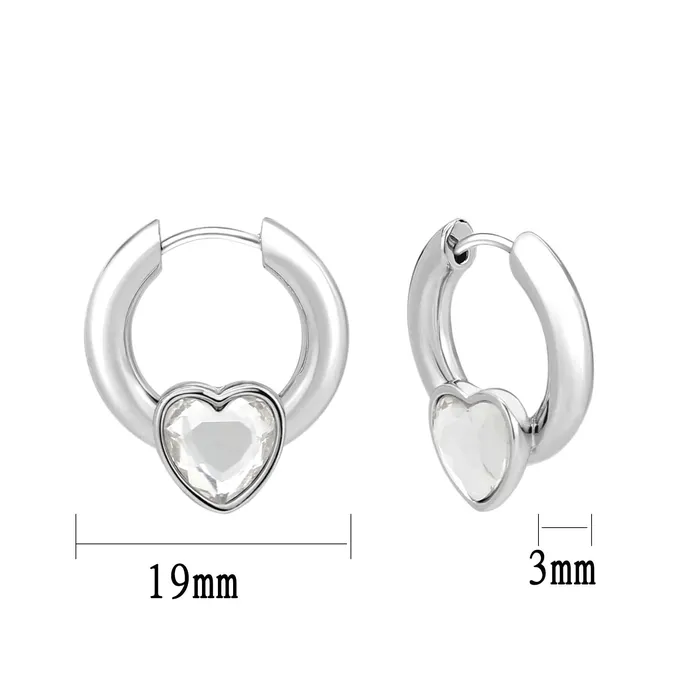3W1747 Imitation Rhodium Brass Earring with Top Grade Crystal in Clear Alamode Earrings