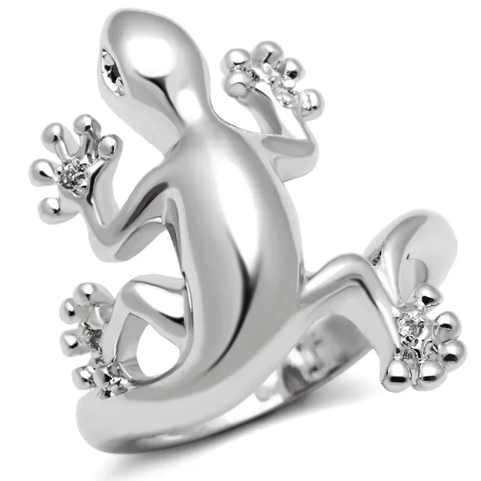 3W207 Rhodium Brass Ring with AAA Grade CZ in Black Diamond Alamode Rings