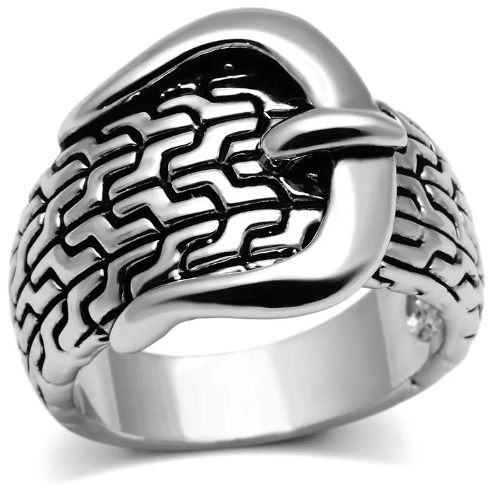 3W238 Rhodium Brass Ring with No Stone Alamode Rings
