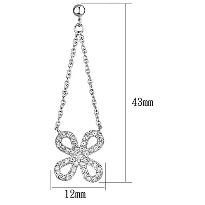 3W354 Rhodium Brass Earrings with AAA Grade CZ in Clear Alamode Earrings