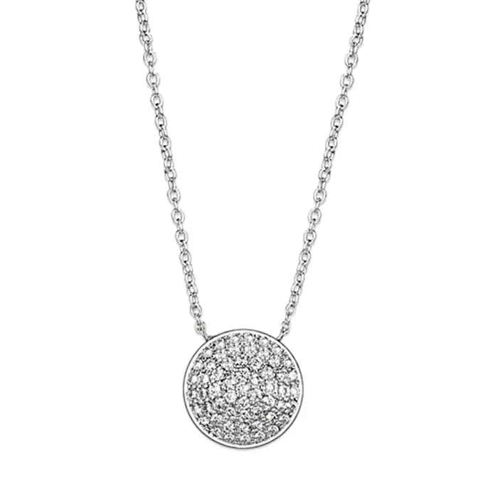 3W436 Rhodium Brass Necklace with AAA Grade CZ in Clear Alamode Necklaces