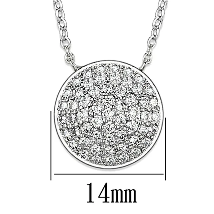 3W436 Rhodium Brass Necklace with AAA Grade CZ in Clear Alamode Necklaces