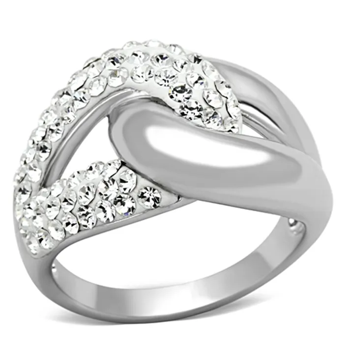 3W466 Rhodium Brass Ring with Top Grade Crystal in Clear Alamode Rings