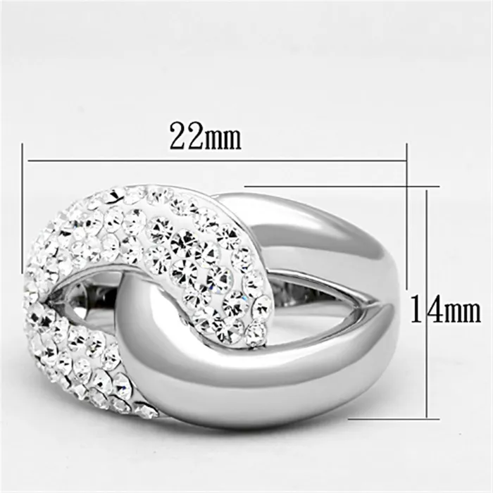 3W466 Rhodium Brass Ring with Top Grade Crystal in Clear Alamode Rings
