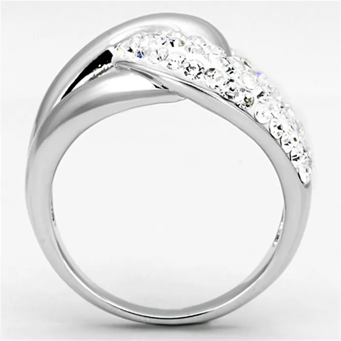 3W466 Rhodium Brass Ring with Top Grade Crystal in Clear Alamode Rings