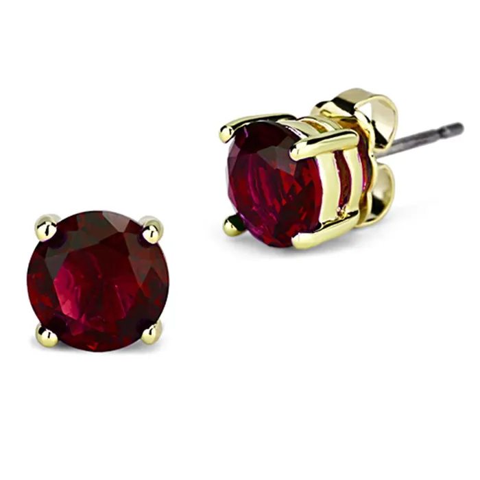 Alamode 3W550 Gold Brass Earrings with Synthetic Synthetic Glass in Siam Earrings Alamode 3W550 Gold Brass Earrings with Synthetic Synthetic Glass in Siam Earrings