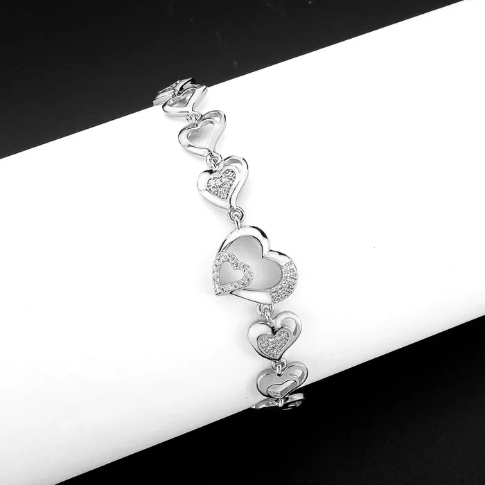 Alamode Bracelets 3W1634 Rhodium Brass Bracelet with AAA Grade CZ in Clear