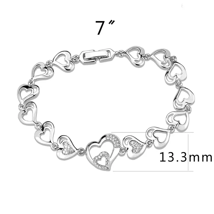 Alamode Bracelets 3W1634 Rhodium Brass Bracelet with AAA Grade CZ in Clear