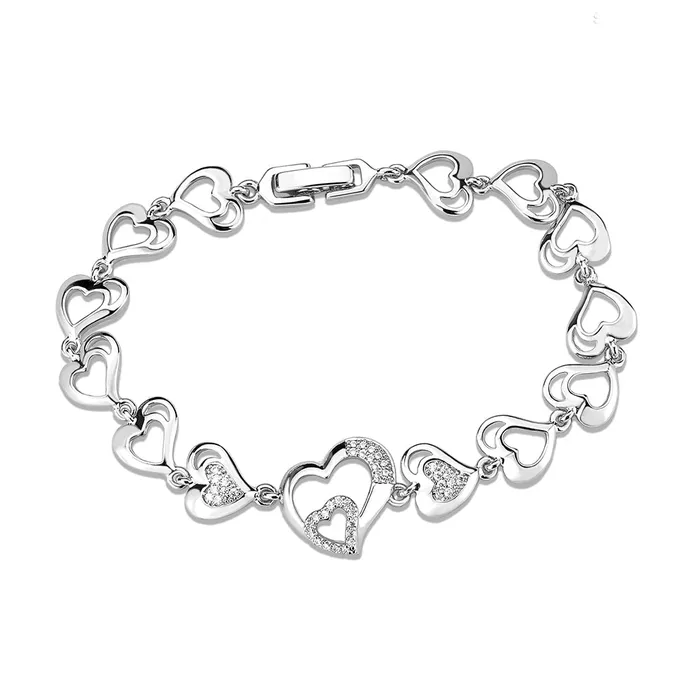 Alamode Bracelets 3W1634 Rhodium Brass Bracelet with AAA Grade CZ in Clear