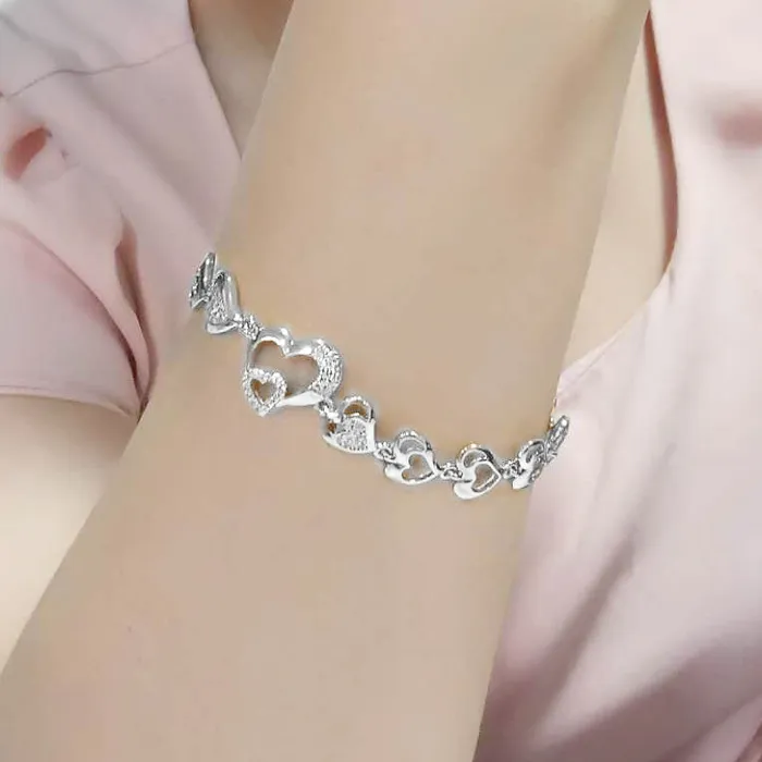 Alamode Bracelets 3W1634 Rhodium Brass Bracelet with AAA Grade CZ in Clear