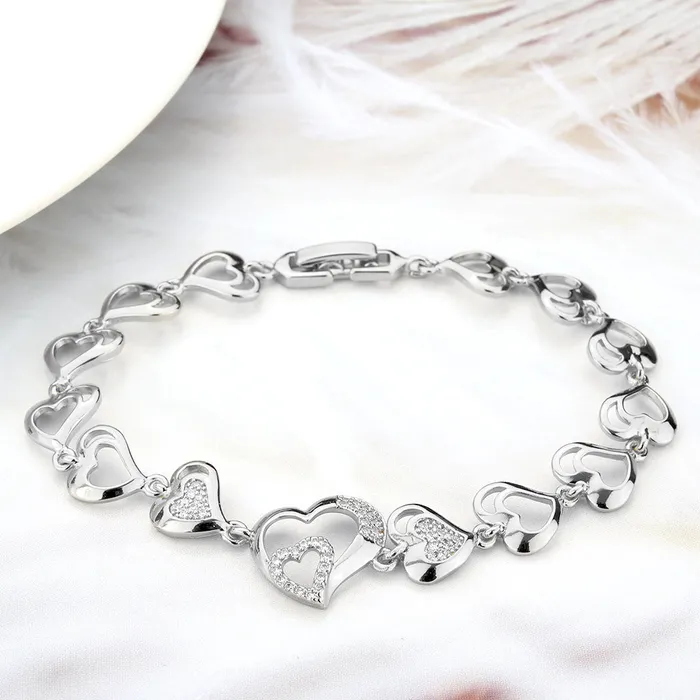 Alamode Bracelets 3W1634 Rhodium Brass Bracelet with AAA Grade CZ in Clear