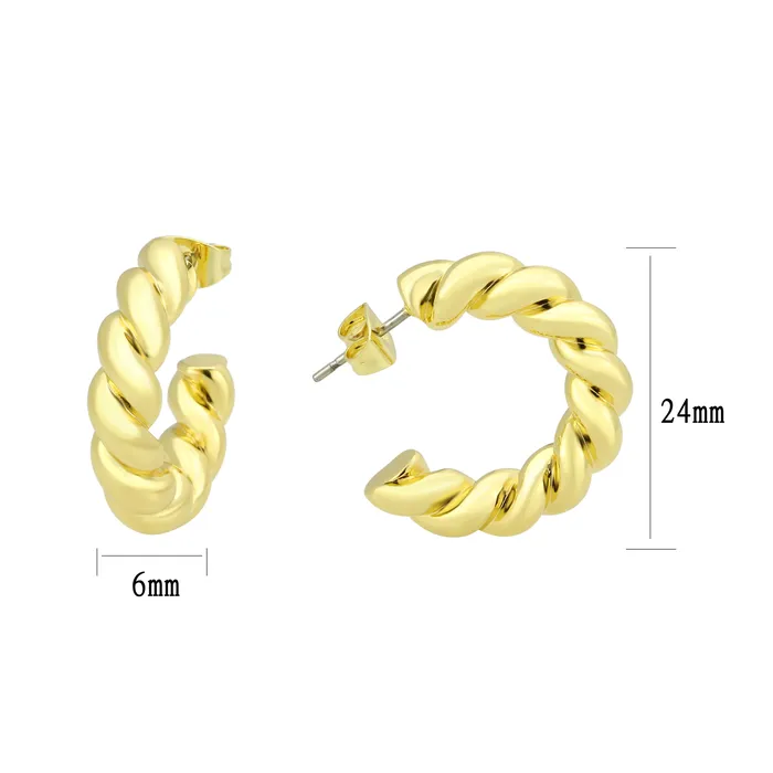 Alamode Earrings 3W1761G Flash Gold Brass Earring with NoStone in No Stone