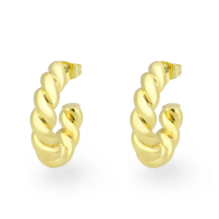 Alamode Earrings 3W1761G Flash Gold Brass Earring with NoStone in No Stone