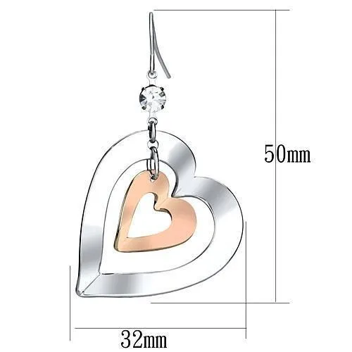 Alamode Earrings LO2695 Rose Gold Rhodium Iron Earrings with Top Grade Crystal in Clear