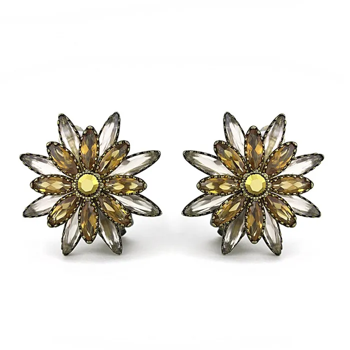 Alamode Earrings LO4200 Antique Copper Brass Earrings with Synthetic Synthetic Glass in Multi Color