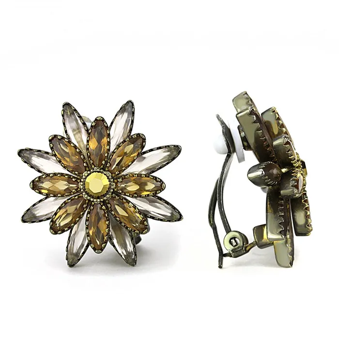 Alamode Earrings LO4200 Antique Copper Brass Earrings with Synthetic Synthetic Glass in Multi Color