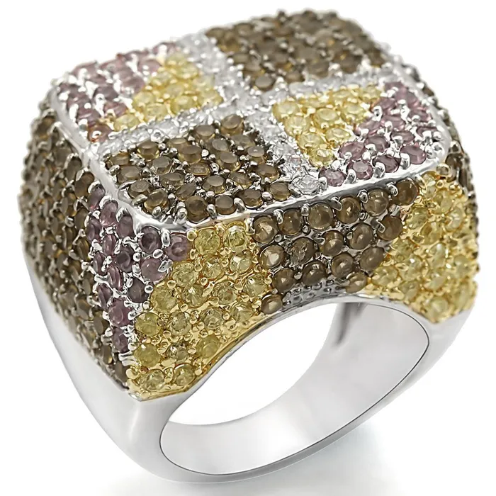 Alamode LO1350 RhodiumGold Ruthenium Brass Ring with AAA Grade CZ in Multi Color Rings Alamode LO1350 RhodiumGold Ruthenium Brass Ring with AAA Grade CZ in Multi Color Rings