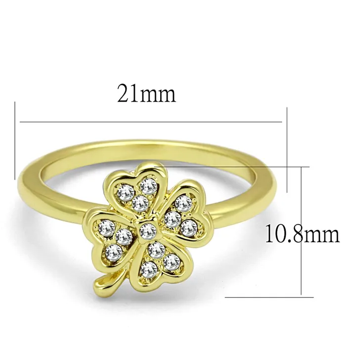Alamode LO3987 Flash Gold Brass Ring with Top Grade Crystal in K2 Rings