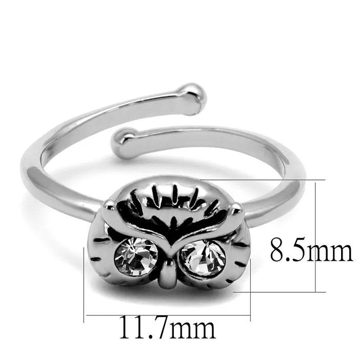 Alamode LO4049 Rhodium Brass Ring with Top Grade Crystal in Clear Rings