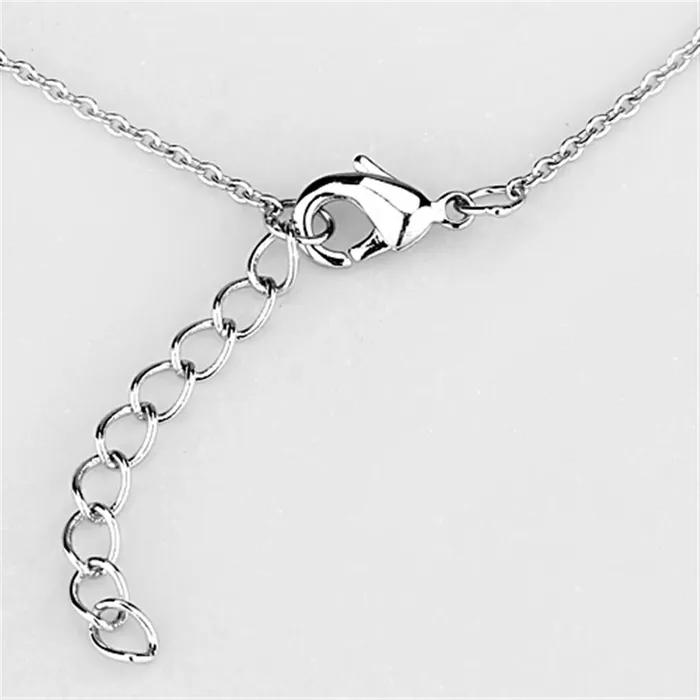 Alamode Necklaces 3W442 Rhodium Brass Necklace with Synthetic Pearl in White