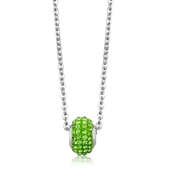 Alamode Necklaces LO3330 High polished no plating Stainless Steel Necklace with Top Grade Crystal in Peridot Alamode Necklaces LO3330 High polished no plating Stainless Steel Necklace with Top Grade Crystal in Peridot