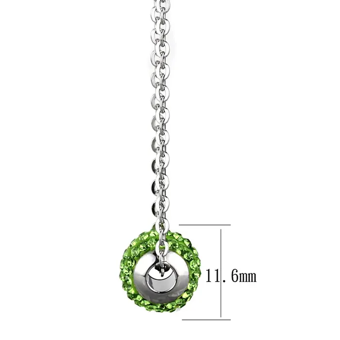 Alamode Necklaces LO3330 High polished no plating Stainless Steel Necklace with Top Grade Crystal in Peridot