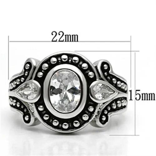 Alamode Rings 3W056 Rhodium Brass Ring with AAA Grade CZ in Clear