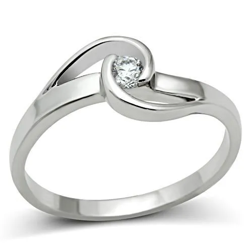 Alamode Rings 3W114 Rhodium Brass Ring with AAA Grade CZ in Clear