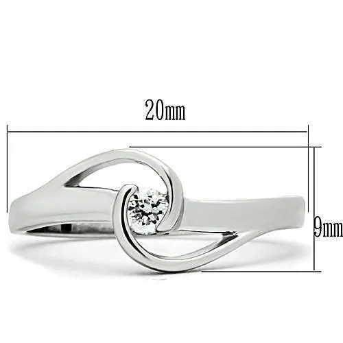 Alamode Rings 3W114 Rhodium Brass Ring with AAA Grade CZ in Clear