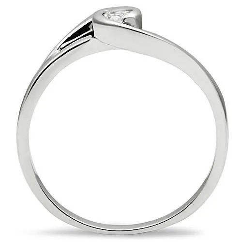 Alamode Rings 3W114 Rhodium Brass Ring with AAA Grade CZ in Clear