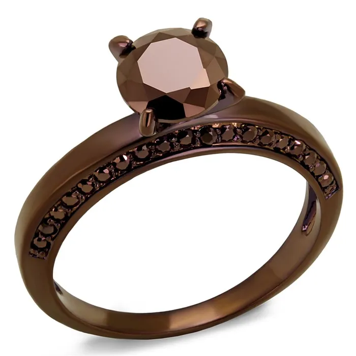 Alamode Rings 3W1183 IP Coffee light Brass Ring with AAA Grade CZ in Light Coffee Alamode Rings 3W1183 IP Coffee light Brass Ring with AAA Grade CZ in Light Coffee