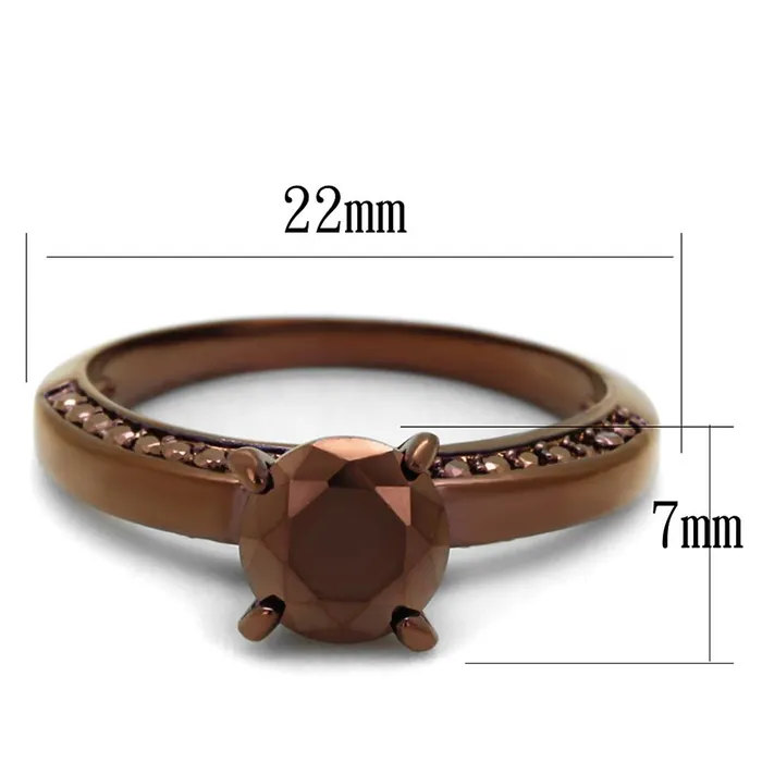 Alamode Rings 3W1183 IP Coffee light Brass Ring with AAA Grade CZ in Light Coffee