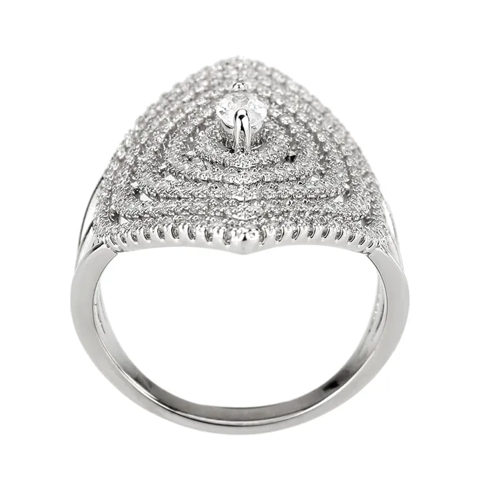 Alamode Rings 3W1608 Rhodium Brass Ring with AAA Grade CZ in Clear Alamode Rings 3W1608 Rhodium Brass Ring with AAA Grade CZ in Clear