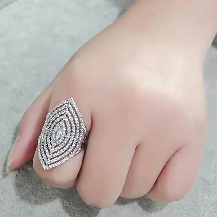 Alamode Rings 3W1608 Rhodium Brass Ring with AAA Grade CZ in Clear Alamode Rings 3W1608 Rhodium Brass Ring with AAA Grade CZ in Clear