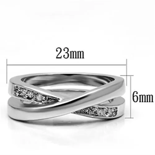 Alamode Rings 3W287 Rhodium Brass Ring with AAA Grade CZ in Clear